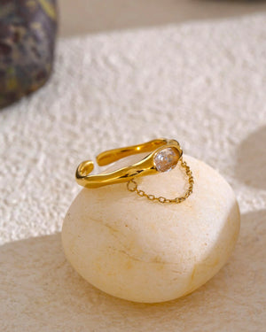 Bague Chaîne & Zircon - BEQUEEN PARIS
