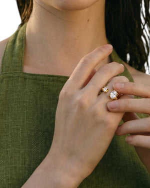 Bague Double Zircon - BEQUEEN PARIS
