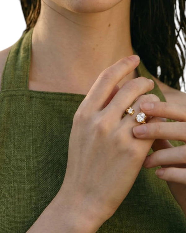 Bague Double Zircon - BEQUEEN PARIS