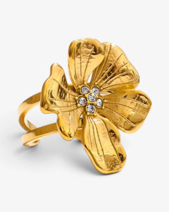 Bague Fleur Dorée Ajustable - BEQUEEN PARIS