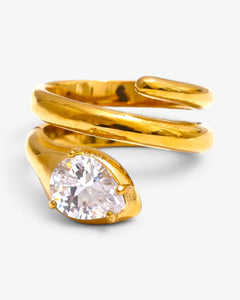 Bague Halo Enroulée à Zircon - BEQUEEN PARIS