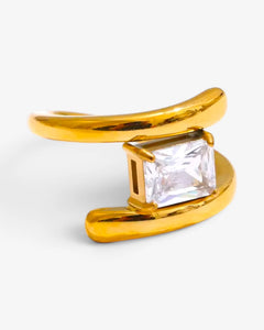 Bague Nova Ouverte à Zircon Baguette - BEQUEEN PARIS