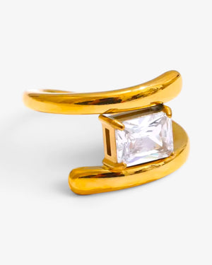 Bague Nova Ouverte à Zircon Baguette - BEQUEEN PARIS