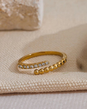 Bague Perline Ouverte à Zircons - BEQUEEN PARIS