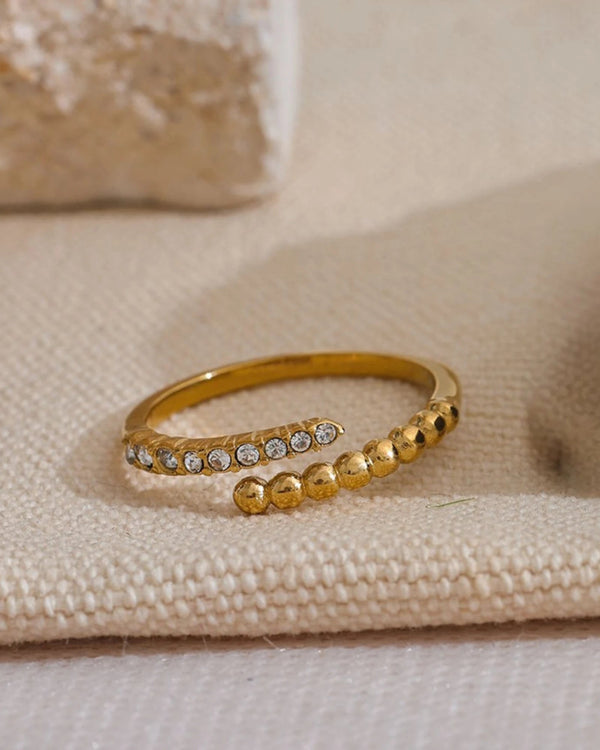 Bague Perline Ouverte à Zircons - BEQUEEN PARIS