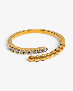 Bague Perline Ouverte à Zircons - BEQUEEN PARIS