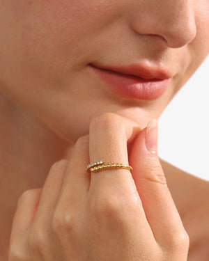 Bague Perline Ouverte à Zircons - BEQUEEN PARIS