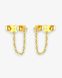 Boucles d'Oreilles Chaîne Étoile & Fleur Brillante - BEQUEEN PARIS