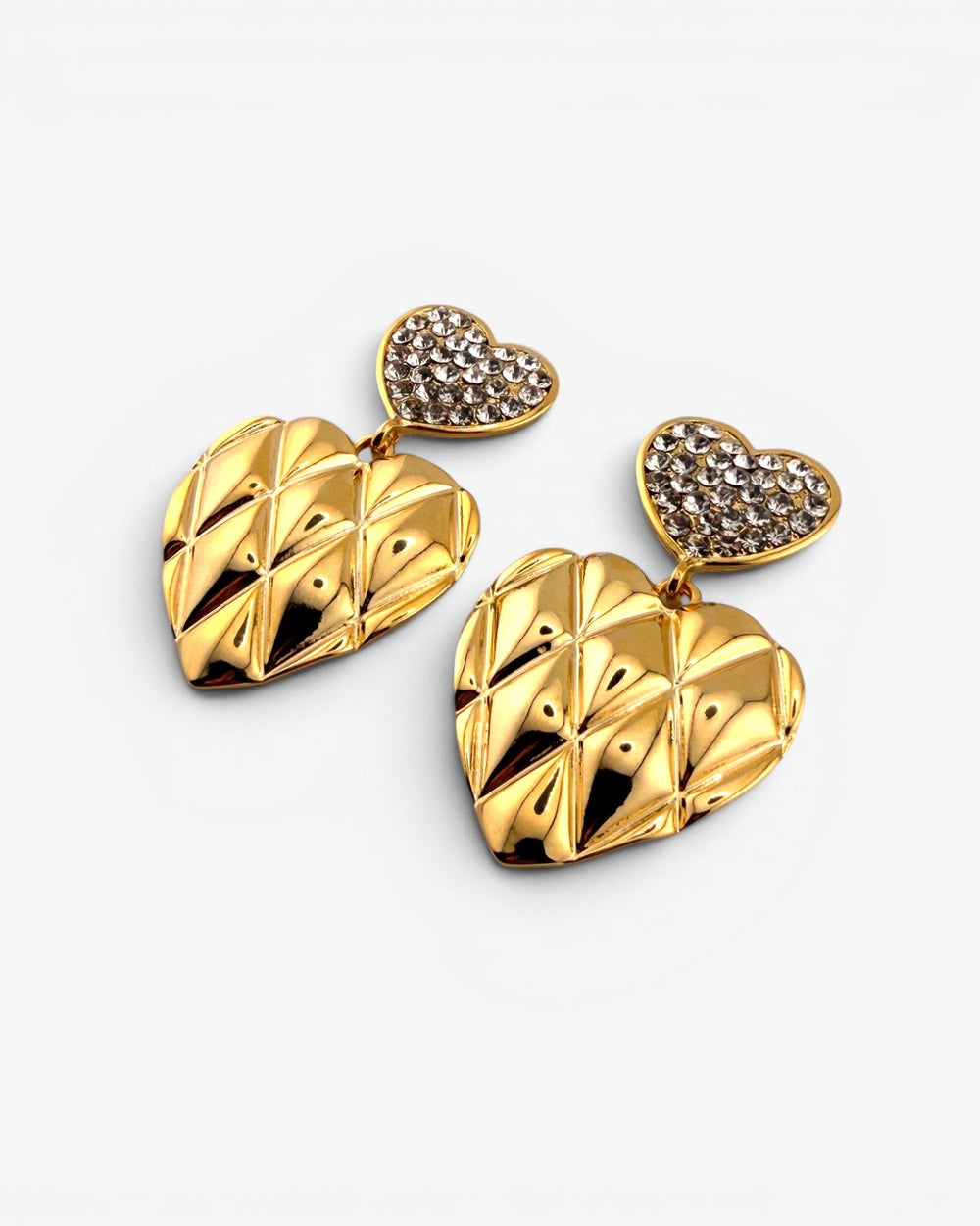 Boucles d'oreilles Cœur Matelassé Dorées - BEQUEEN PARIS