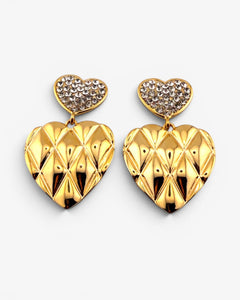 Boucles d'oreilles Cœur Matelassé Dorées - BEQUEEN PARIS