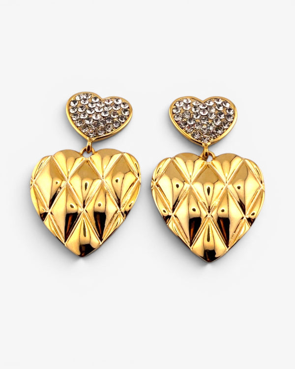 Boucles d'oreilles Cœur Matelassé Dorées - BEQUEEN PARIS