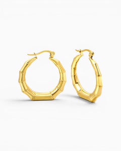Boucles d'oreilles créoles Bambou dorées - BEQUEEN PARIS