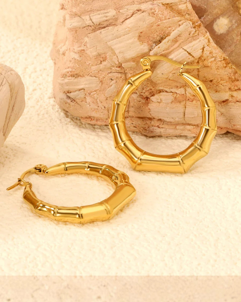 Boucles d'oreilles créoles Bambou dorées - BEQUEEN PARIS