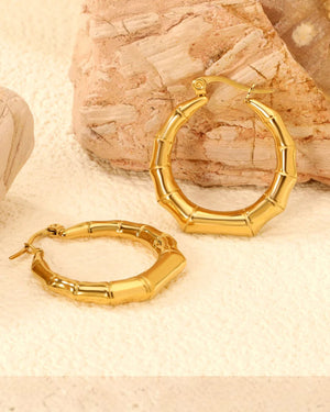Boucles d'oreilles créoles Bambou dorées - BEQUEEN PARIS