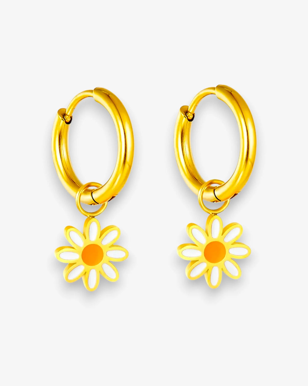 Boucles d'Oreilles Créoles Daisy Bloom en Acier Inoxydable - BEQUEEN PARIS