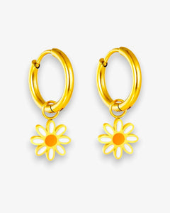 Boucles d'Oreilles Créoles Daisy Bloom en Acier Inoxydable - BEQUEEN PARIS