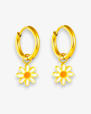 Boucles d'Oreilles Créoles Daisy Bloom en Acier Inoxydable - BEQUEEN PARIS