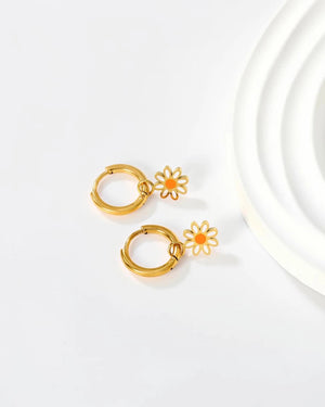 Boucles d'Oreilles Créoles Daisy Bloom en Acier Inoxydable - BEQUEEN PARIS