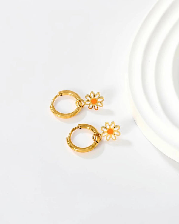 Boucles d'Oreilles Créoles Daisy Bloom en Acier Inoxydable - BEQUEEN PARIS