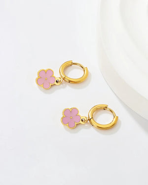 Boucles d'Oreilles Créoles Flower Pop en Acier Inoxydable - BEQUEEN PARIS