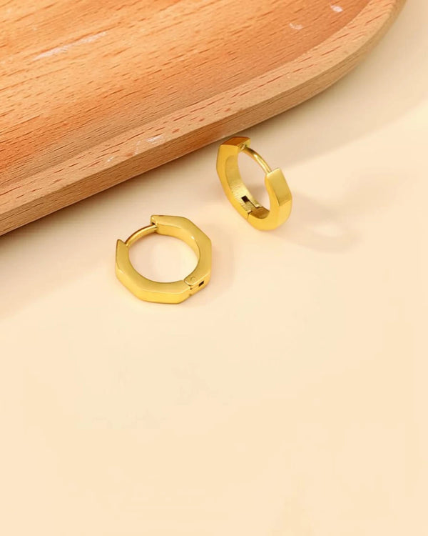 Boucles d'Oreilles Créoles Hexa Nova en Acier Inoxydable 15mm - BEQUEEN PARIS