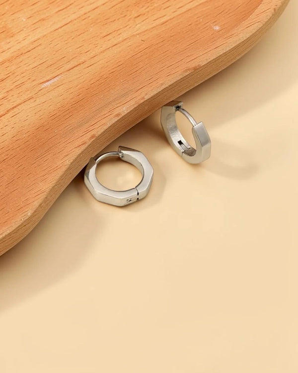 Boucles d'Oreilles Créoles Hexa Nova en Acier Inoxydable 15mm - BEQUEEN PARIS