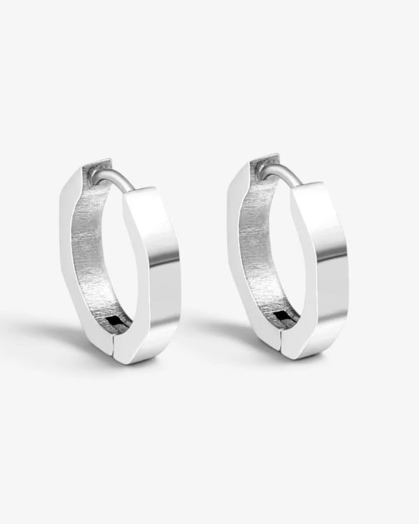 Boucles d'Oreilles Créoles Hexa Nova en Acier Inoxydable 15mm - BEQUEEN PARIS