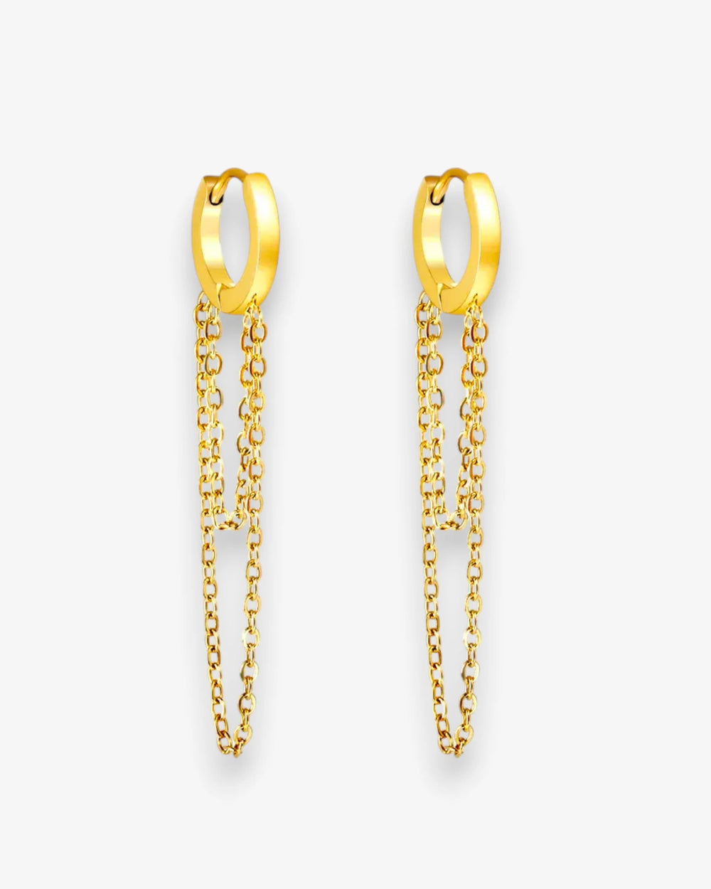 Boucles d'Oreilles Créoles Huggie Chaîne en Acier Inoxydable - BEQUEEN PARIS