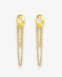 Boucles d'Oreilles Créoles Huggie Chaîne en Acier Inoxydable - BEQUEEN PARIS
