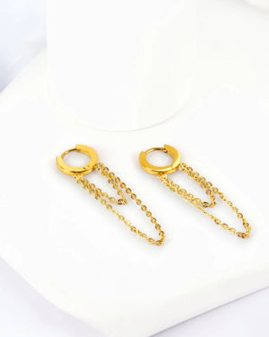 Boucles d'Oreilles Créoles Huggie Chaîne en Acier Inoxydable - BEQUEEN PARIS