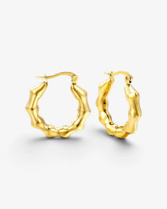 Boucles d'oreilles créoles organiques dorées acier inoxydable - BEQUEEN PARIS