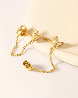 Boucles d'oreilles Ear Chain Marquise - BEQUEEN PARIS