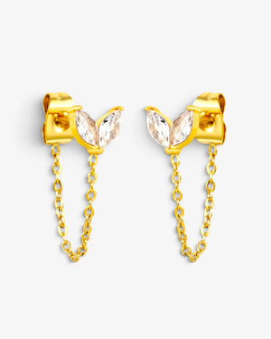 Boucles d'oreilles Ear Chain Marquise - BEQUEEN PARIS