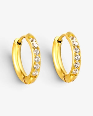Boucles d'oreilles Élise – Créoles en acier inoxydable avec zircon 20mm - BEQUEEN PARIS