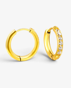 Boucles d'oreilles Élise – Créoles en acier inoxydable avec zircon 20mm - BEQUEEN PARIS