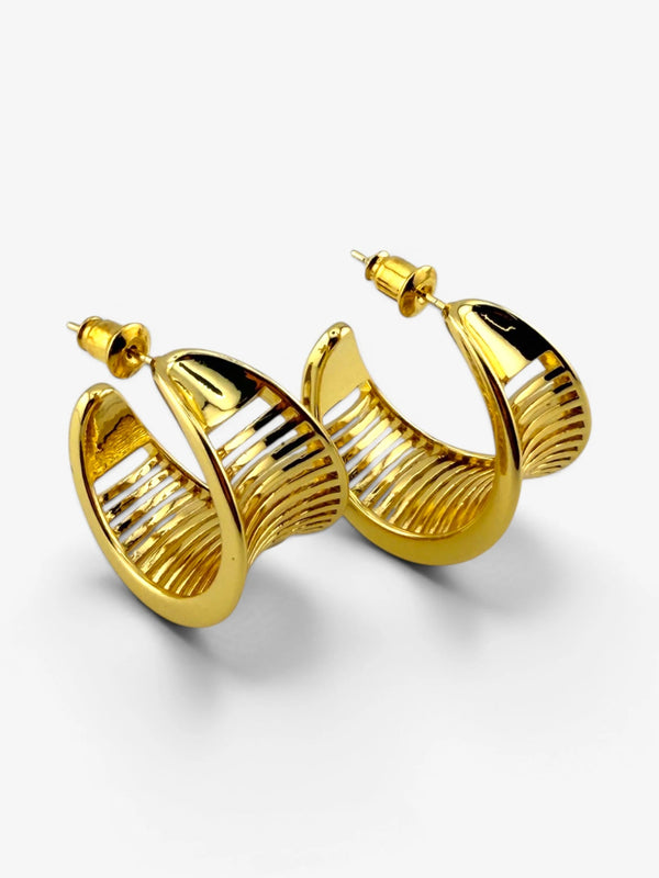 Boucles d'Oreilles Éventail Dorées - BEQUEEN