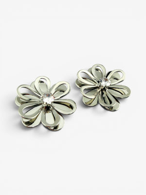 Boucles d'oreilles Fleur Argentée - BEQUEEN PARIS