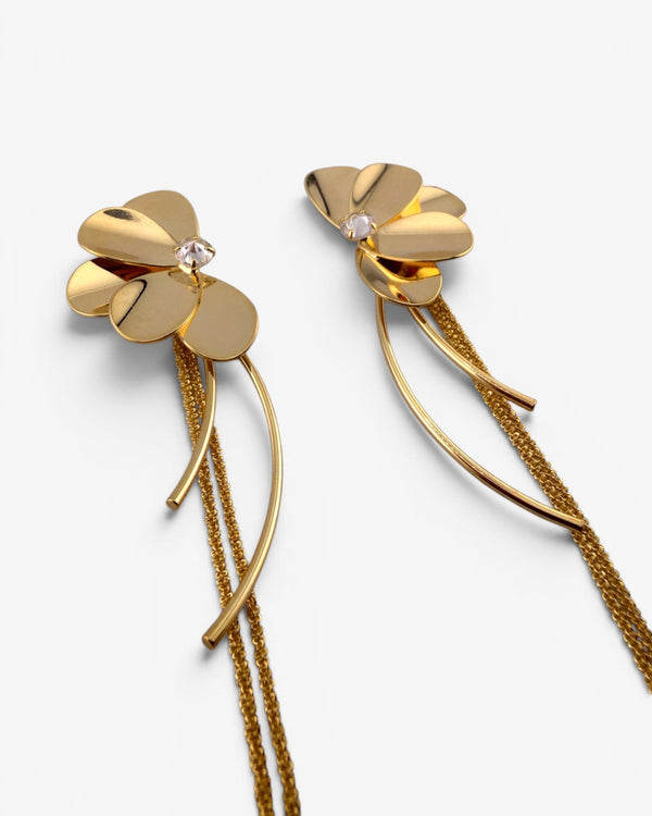 Boucles d'oreilles Fleur Cascade Dorées - BEQUEEN PARIS