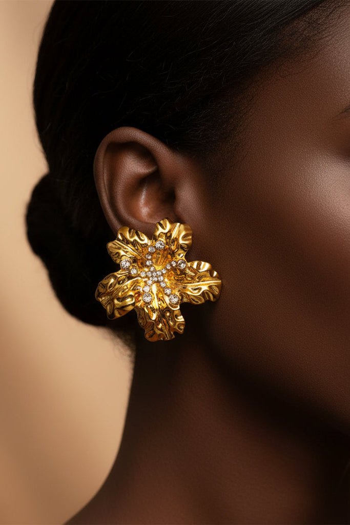 Boucles d'oreilles Fleur Dorée Brillante - BEQUEEN PARIS
