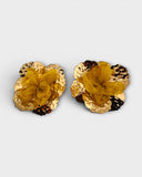Boucles d'oreilles fleur dorée tissu - BEQUEEN PARIS