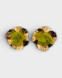 Boucles d'oreilles fleur dorée tissu - BEQUEEN PARIS