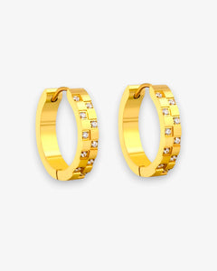 Boucles d'oreilles Iris – Créoles en acier inoxydable avec zircon - BEQUEEN PARIS