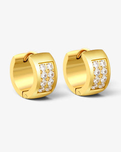 Boucles d'oreilles Jade – Créoles en acier inoxydable avec zircon 10mm - BEQUEEN PARIS