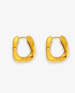 Boucles d'oreilles Lina – Créoles carrées en acier inoxydable doré 20mm - BEQUEEN PARIS