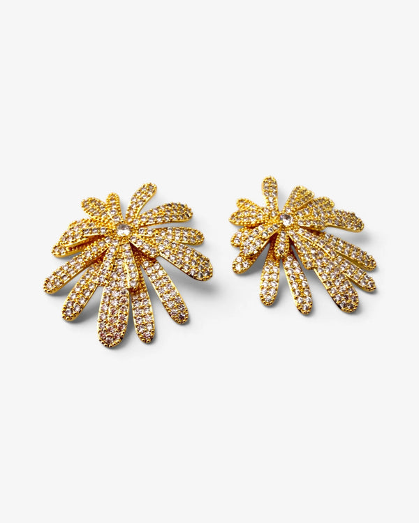 Boucles d'oreilles Marguerite Pavée Dorée - BEQUEEN PARIS