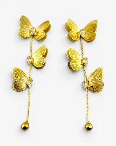 Boucles d'oreilles Papillon Cascade Dorées - BEQUEEN PARIS