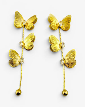 Boucles d'oreilles Papillon Cascade Dorées - BEQUEEN PARIS