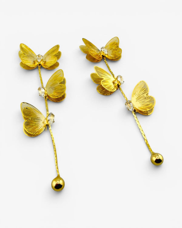 Boucles d'oreilles Papillon Cascade Dorées - BEQUEEN PARIS