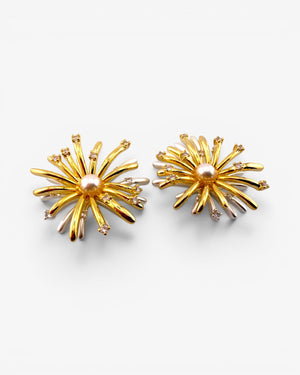 Boucles d'oreilles puces Fleur Éclat Bicolore - BEQUEEN PARIS