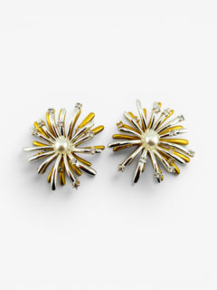 Boucles d'oreilles puces Fleur Éclat Bicolore - BEQUEEN PARIS